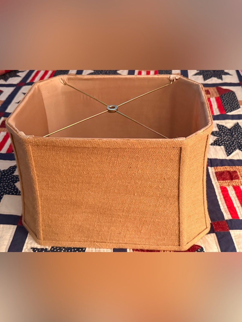 Vintage Rectangular Hexagonal Lined Shade Spider Fitter